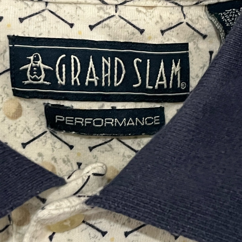 Grand Slam Navy and White Performance Polo